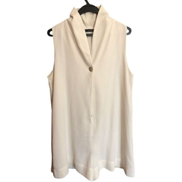 Zara Cream Buttoned Blouse with Mandarin Collar Womens Small - Picture 1 of 6